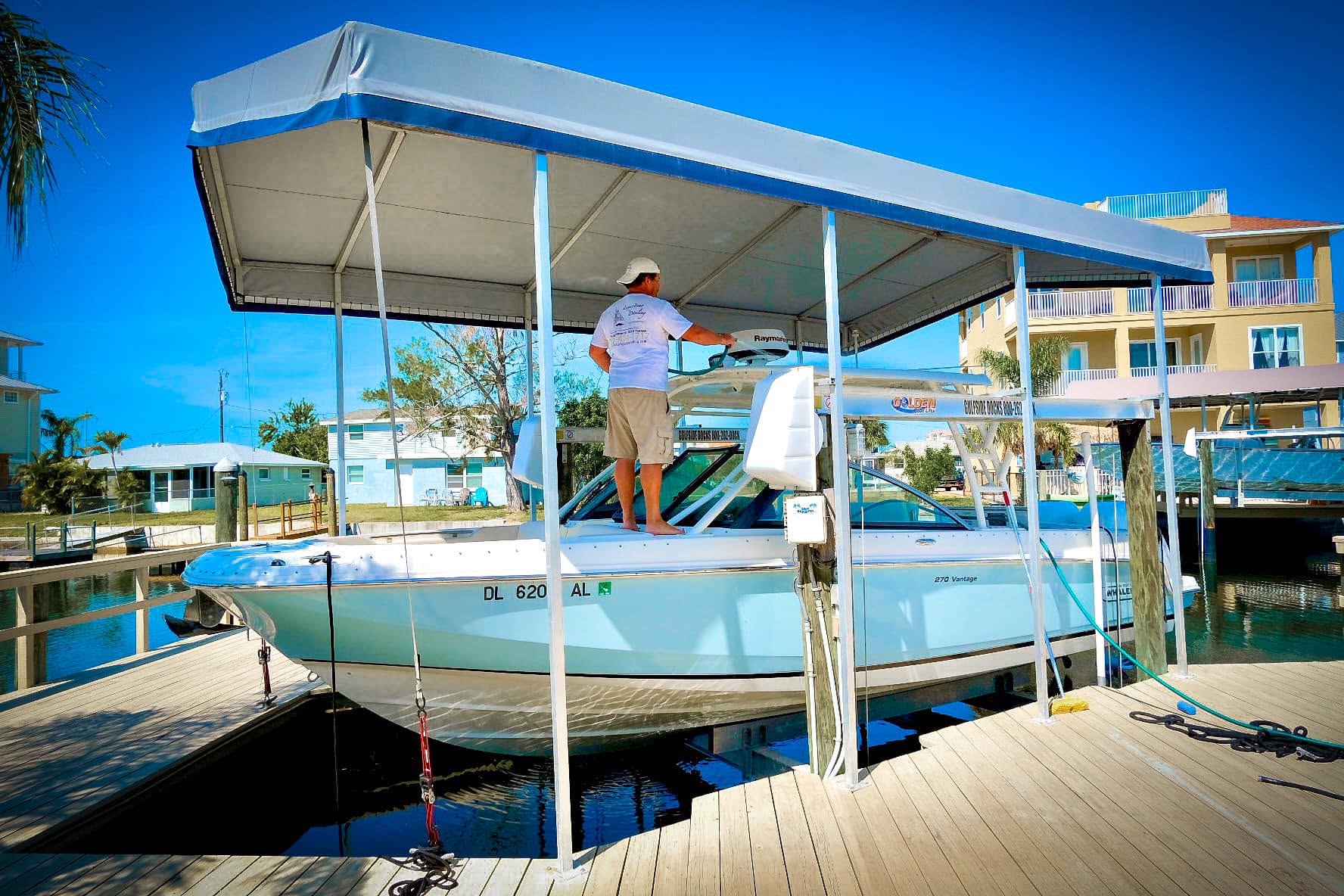 Luxury Boat Detailing mobile service setup at the vessel